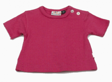 Baby-Shirt aus Ajour-Gewebe mit "Mausezähnchen" an Hals und Ärmeln